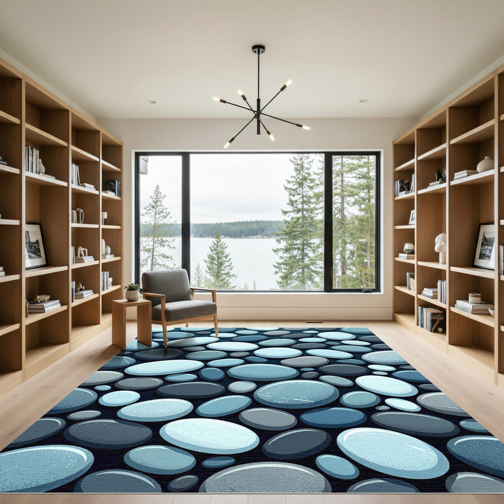 Cool Tones Smooth Pebble Arrangement Rug