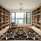 Golden Starburst Floral Medallion Rug
