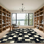Distressed Patchwork Geometric Arrangement Rug