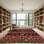 Red Ochre Tribal Eye Motif Rug