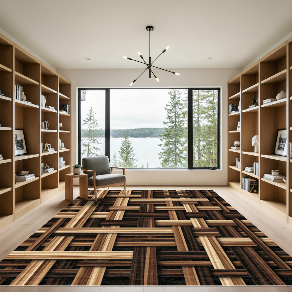 Woven Wood Grain Overlay Rug