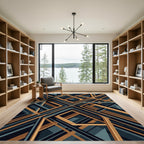 Abstract Gold and Charcoal Geometric Lines Rug
