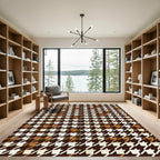 Brown White Classic Houndstooth Check Rug