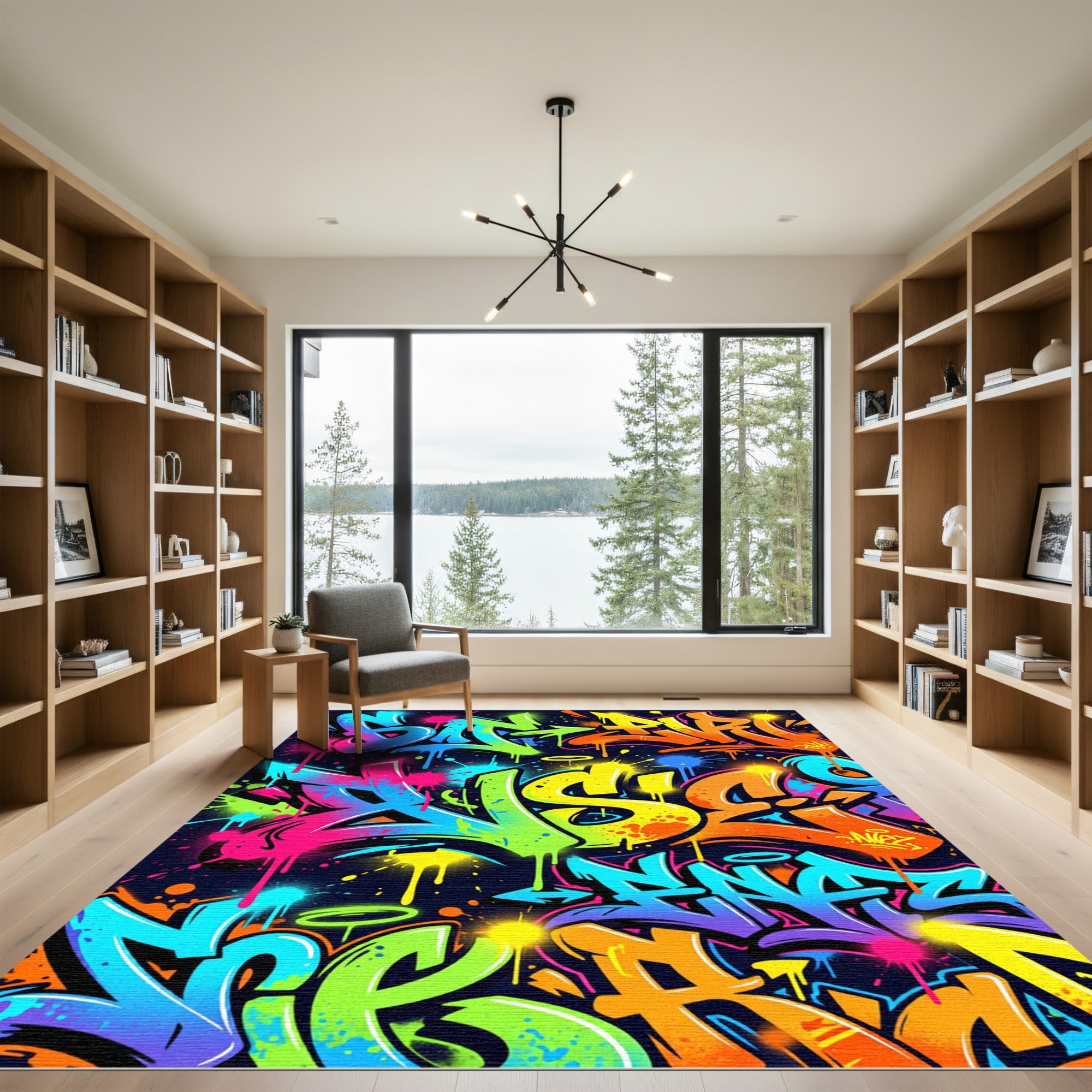 Neon Graffiti Abstract Vibrant Street Art Rug