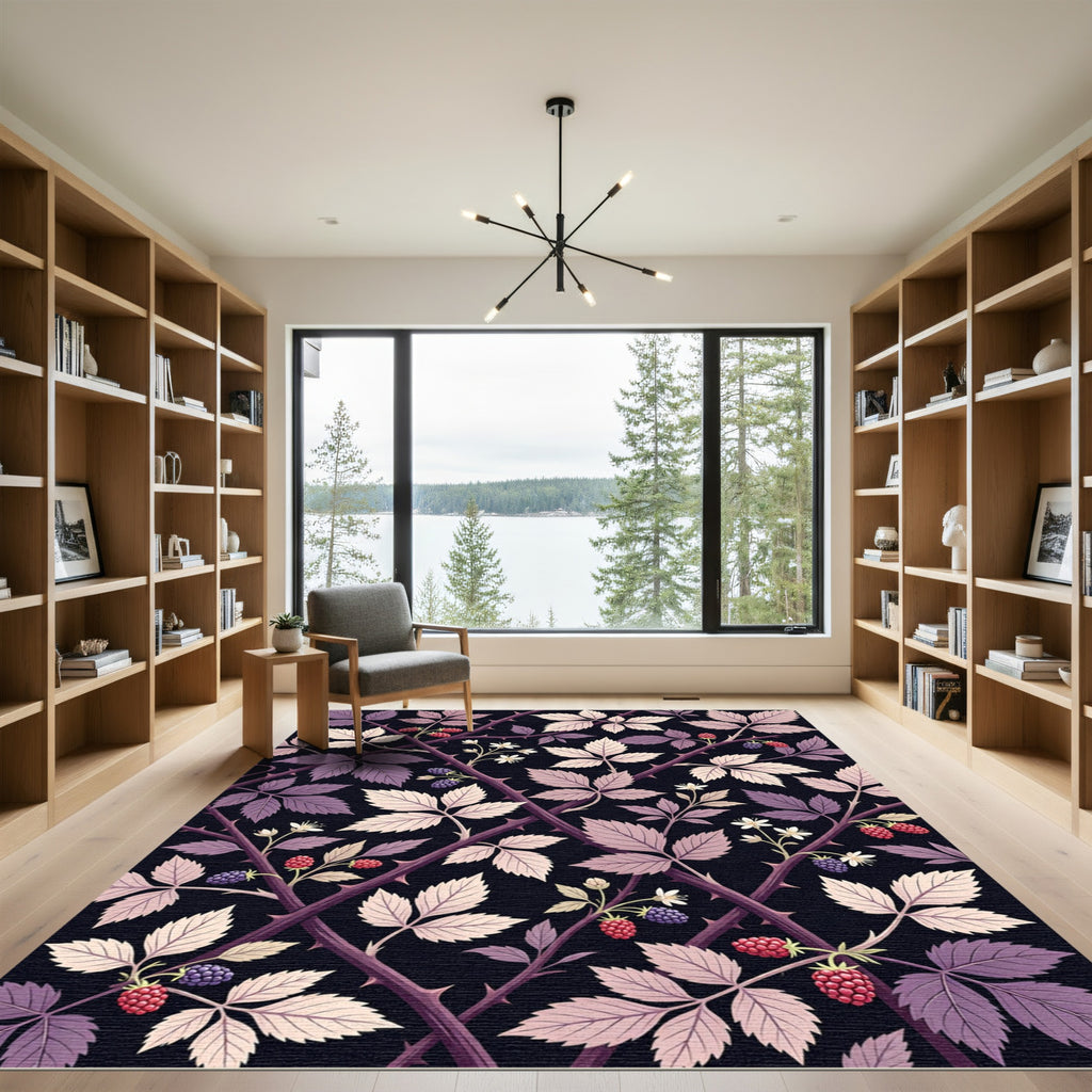 Dark Blackberry Bramble Botanical Rug