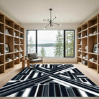 Monochromatic Geometric Overlay Stripes Rug