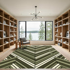 Olive Green Herringbone Geometric Weave Rug