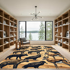 Savanna Wildlife Hyena Vulture Gazelle Illustration Rug