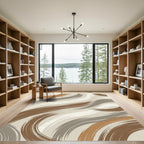 Earthy Abstract Wave Swirls Palette Rug