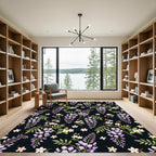 Floral Wisteria Bloom Dark Background Rug