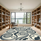 Gray Swirls Silhouettes Cats Rug