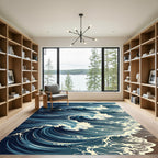 Deep Blue Oceanic Rolling Wave Art Rug