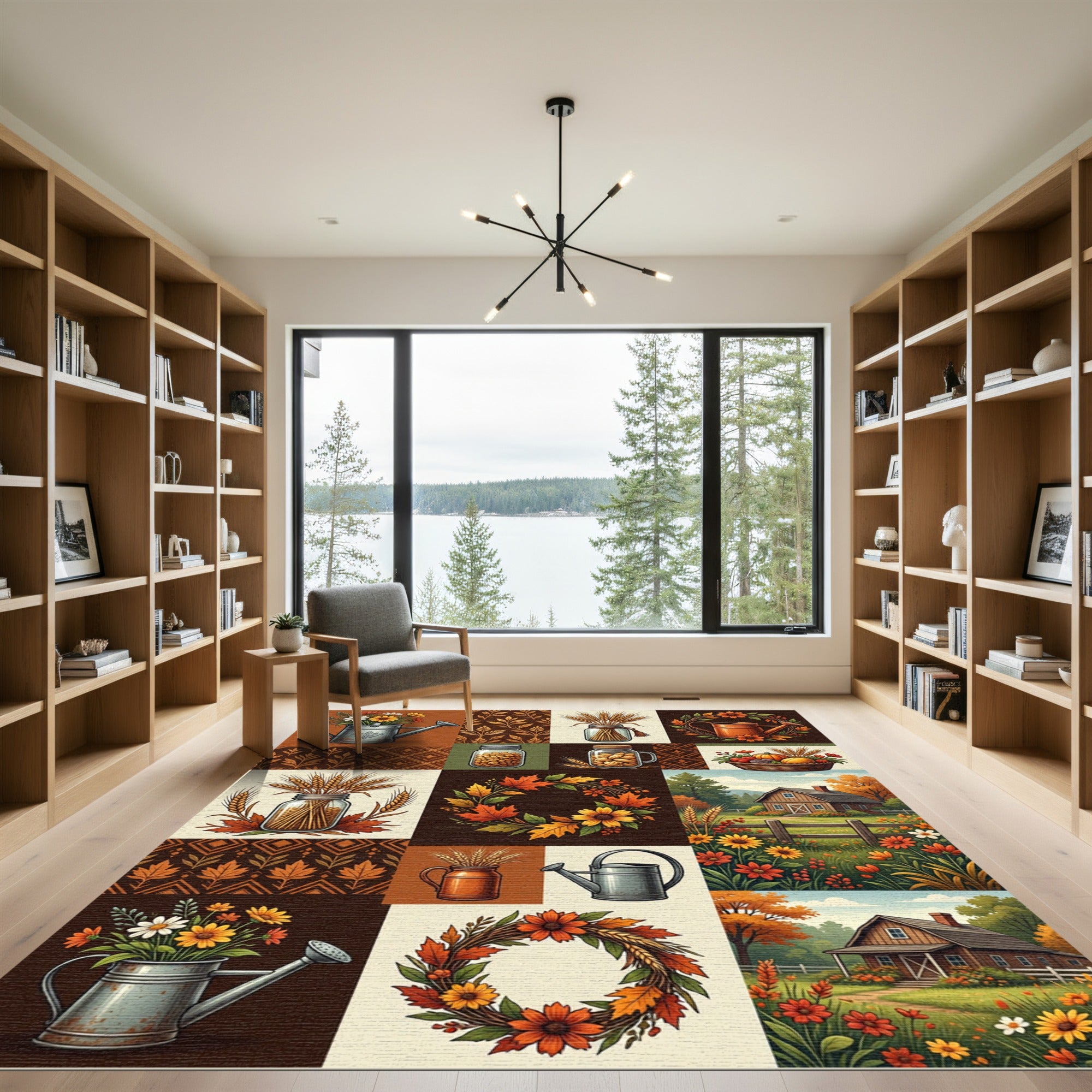 Rustic Autumn Harvest Garden Patchwork Rug