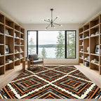 Earthy Geometric Diamond Tribal Rug