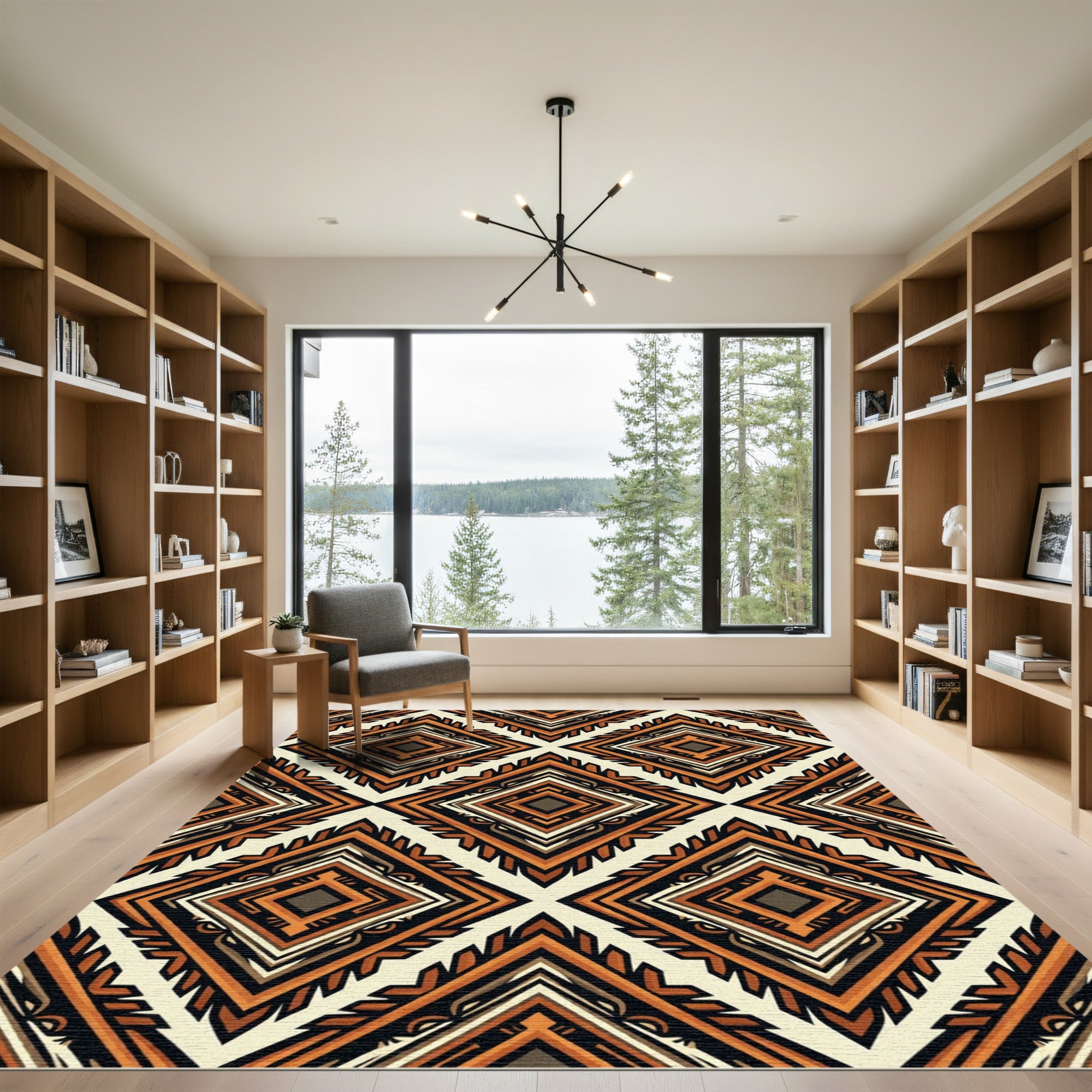 Earthy Geometric Diamond Tribal Rug