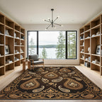 Golden Floral Paisley Swirl Rug