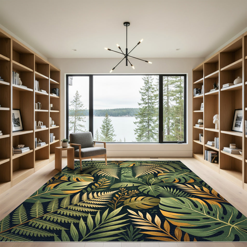 Lush Tropical Golden Rain Forest Rug