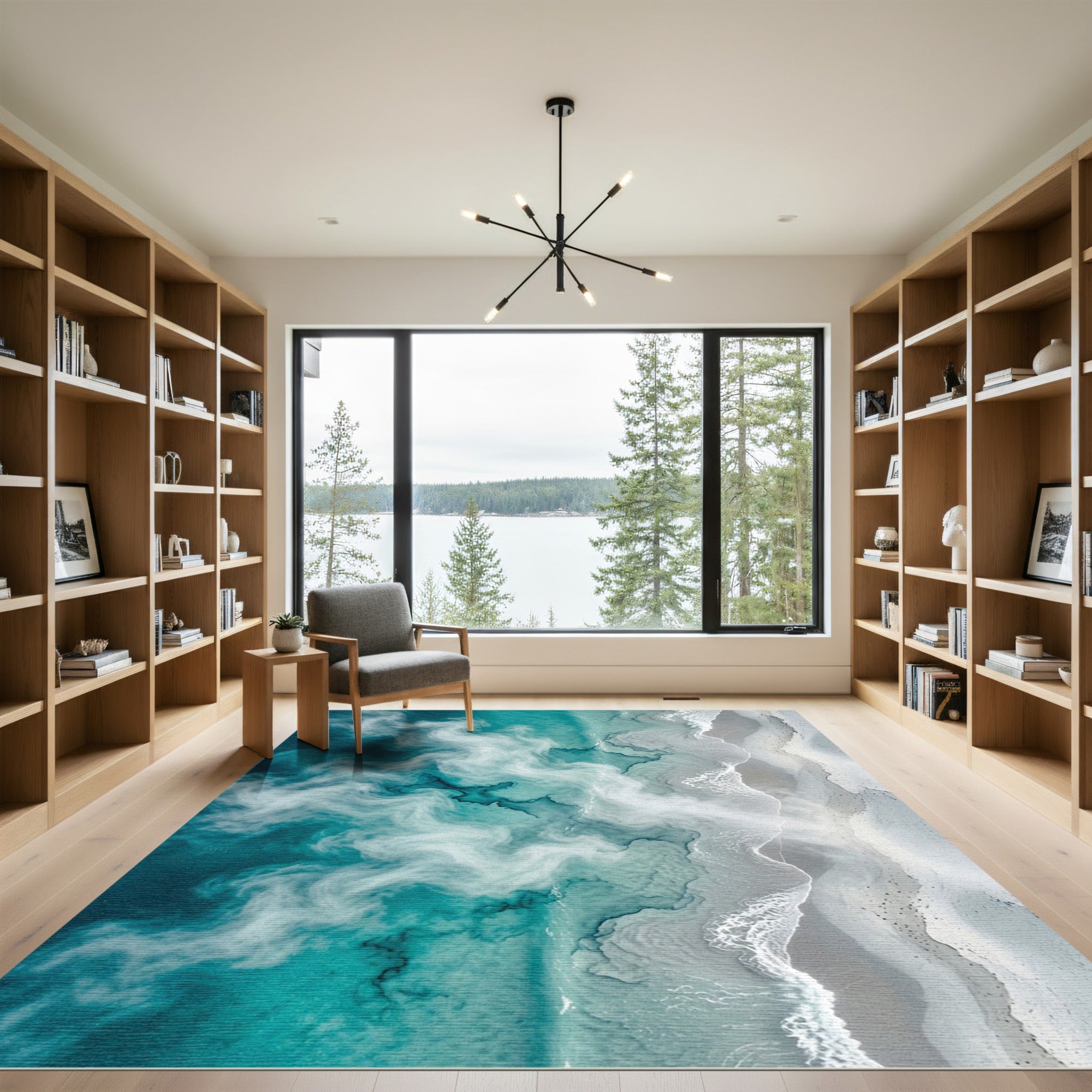 Ethereal Teal Ocean Swirl Rug