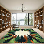 Earthy Pine Forest Radial Woodland Rug