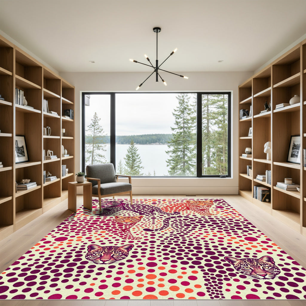 Vibrant Spotted Leopard Polka Dot Art Rug