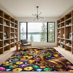 Golden Treasure Chest Opulent Jewel Accents Rug