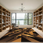 Golden Brown Puzzle Piece Composition Rug