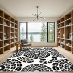 Black Gold Leopard Spot Circles Rug