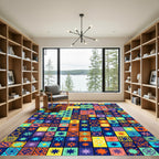 Vibrant Mediterranean Mosaic Citrus Star Tile Rug