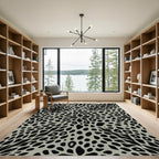 Gray Black Animal Spots Medallion Rug
