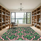 Art Nouveau Sage Green Quatrefoil Rug