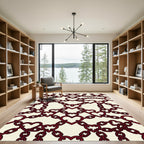 Dark Crimson Interlocking Heart Chain Rug
