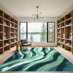 Abstract Teal Brushstroke Flow Rug