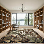 Antique Sepia Floral Scroll Vine Rug