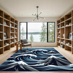 Artistic Blue Mountain Wave Rug