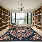 Pink Cherub Heart Scrollwork Medallion Rug