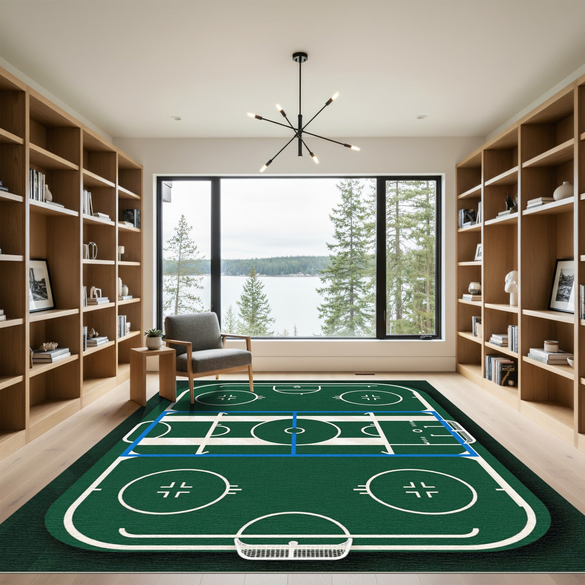 Emerald Green Athletic Field Arena Area Rug