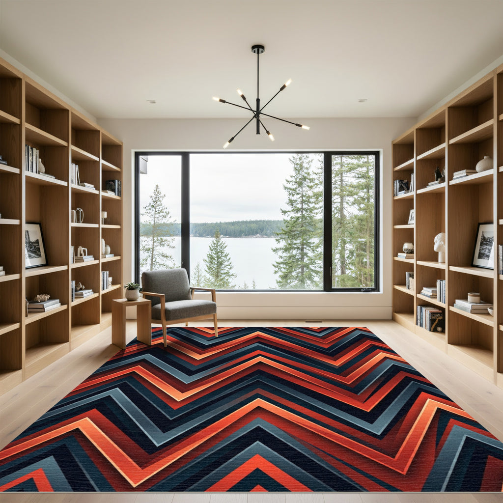 Bold Orange Chevron Layers Rug