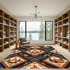Geometric Camping Fireplace Diamond Forest Rug