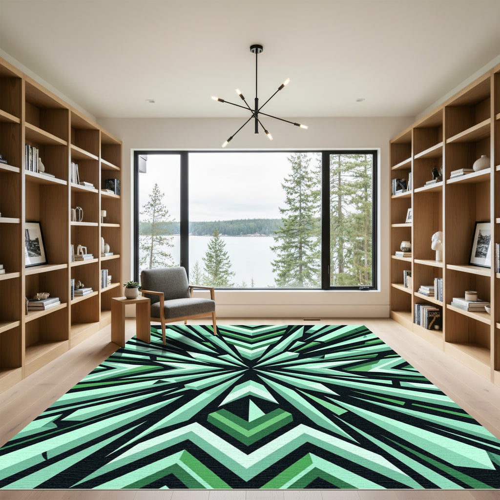 Emerald Green Crystal Burst Rug