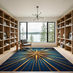Radiant Golden Starburst Navy Rug