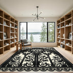 Gothic Black Ornate Floral Arch Rug
