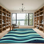 Serene Teal Swirling Ocean Waves Rug
