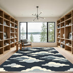 Clouds Navy Sky Celestial Whimsical Rug