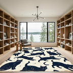 Whimsical Midnight Black Cat Illustration Rug