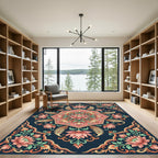 Coral Lotus Floral Medallion Rug