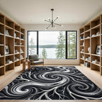 Monochromatic Swirling Smoke Branches Rug
