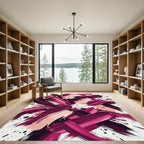 Abstract Magenta and Blush Swirl Rug
