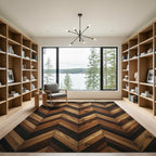 Rich Wood Tones Chevron Pattern Rug