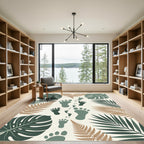 Lush Green Tropical Footprint Foliage Rug