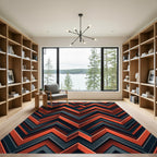 Bold Geometric Crimson and Charcoal Zigzag Rug